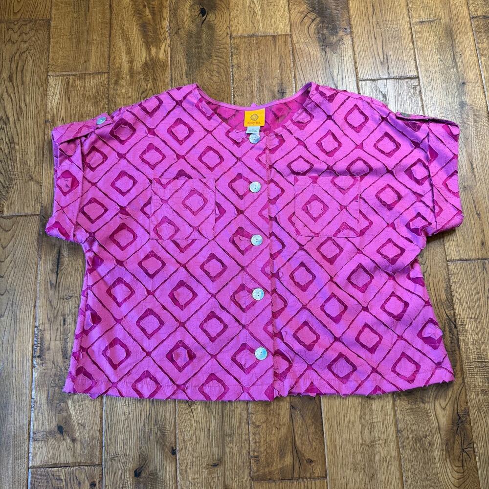 Ruby Rd Fuchsia Button Up Top and Tank Womens 16 XL Eyelet Coastal Cottagecore - Picture 2 of 9